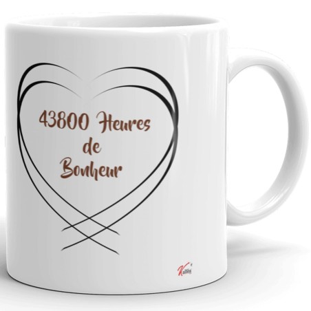 Mug noces de bois 5 ans mariage personnalisé cadeau