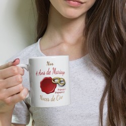 Tasse 4 ans mariage noces de cire personnalisée