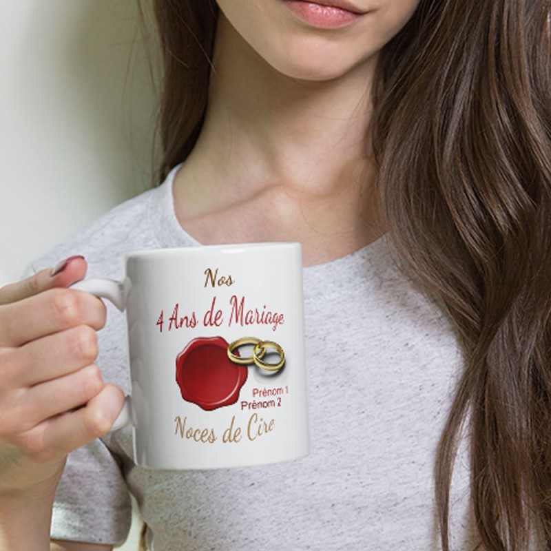 Tasse 4 ans mariage noces de cire personnalisée