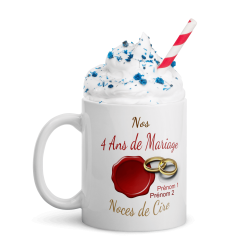 Tasse 4 ans mariage noces de cire personnalisée