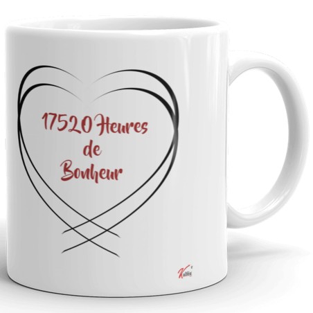 Mug noces de cuir 2 ans mariage personnalisé cadeau
