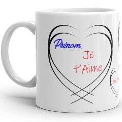 Mug amour personnalisable je t’aime tasse cadeau unique