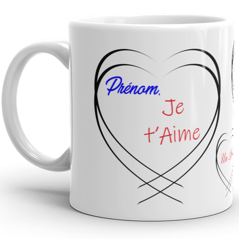 Mug amour personnalisable je t’aime tasse cadeau unique