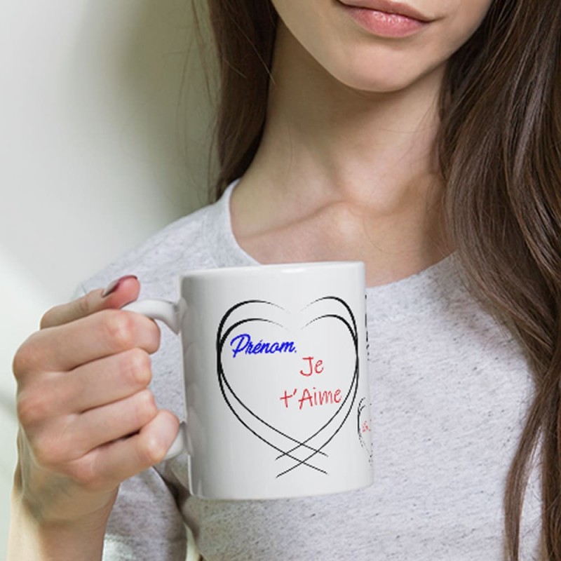 Mug amour personnalisable je t’aime tasse cadeau unique