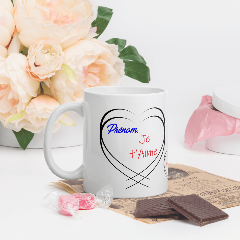 Mug amour personnalisable je t’aime tasse cadeau unique