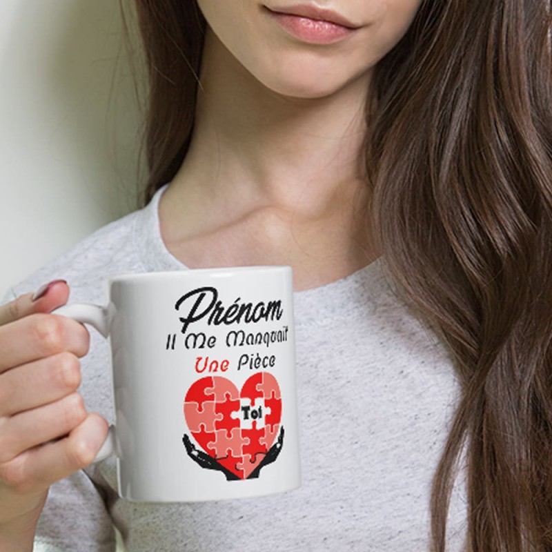 Mug personnalisable il me manquait une pièce amour