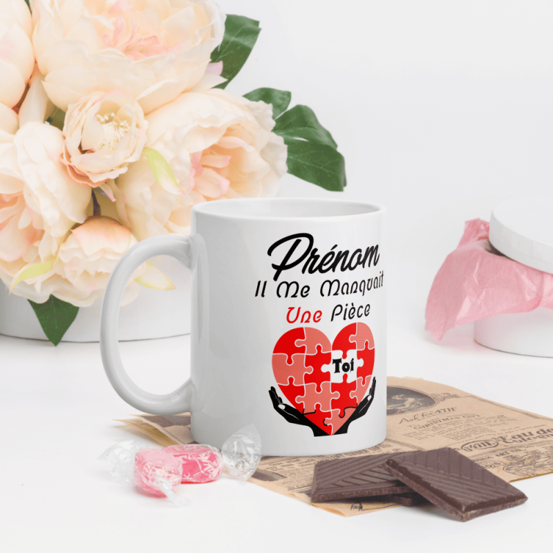 Mug personnalisable il me manquait une pièce amour