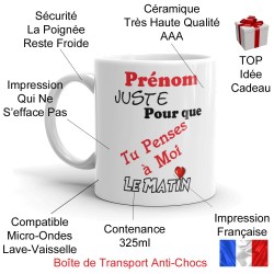 Mug personnalisé pense à moi le matin cadeau amour