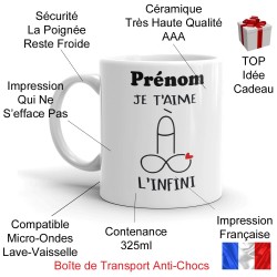 Mug je t’aime personnalisé symbole infini tasse amour