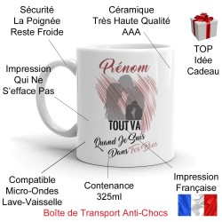 Mug personnalisé tout va dans tes bras je t’aime amour