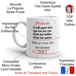 Mug personnalisé dernier tout je t’aime amour cadeau
