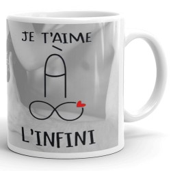 Mug personnalisé je t’aime à l’infini romantique et coquin amour