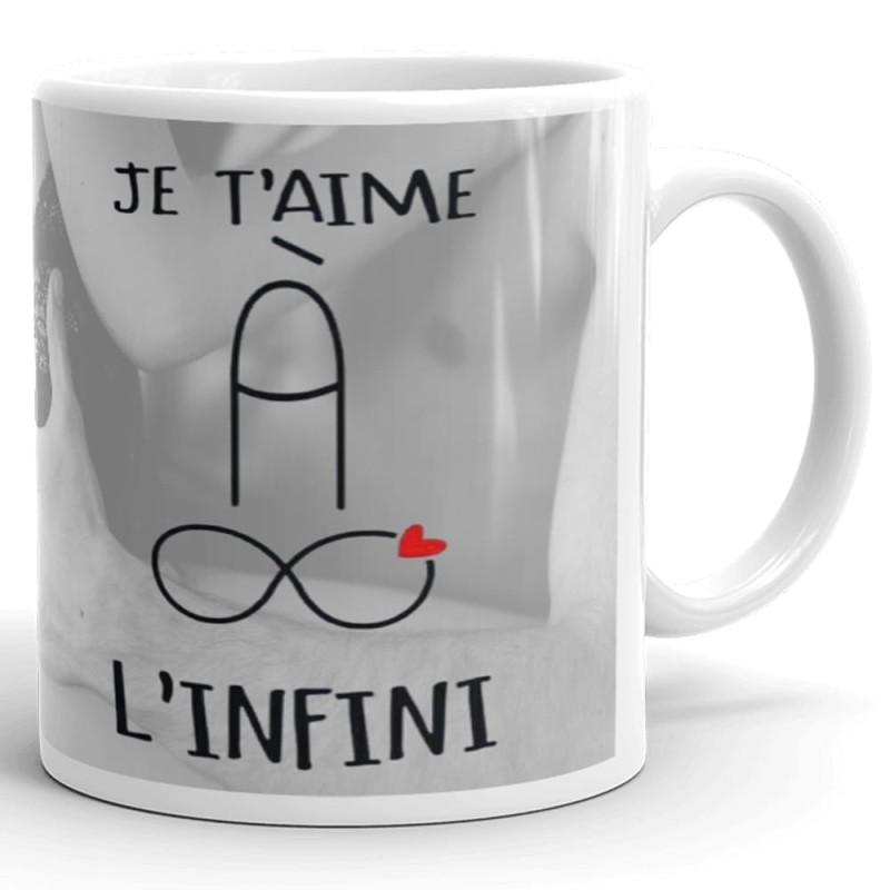 Mug personnalisé je t’aime à l’infini romantique et coquin amour