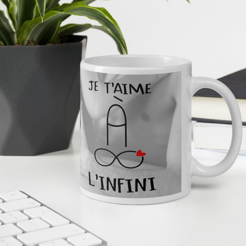 Mug personnalisé je t’aime à l’infini romantique et coquin amour