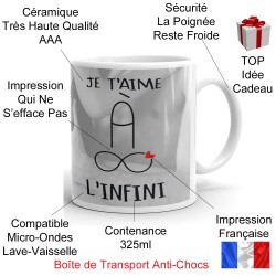 Mug personnalisé je t’aime à l’infini romantique et coquin amour