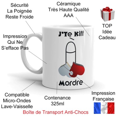 Mug personnalisé humoristique coquin j’te kiff à mordre cadeau