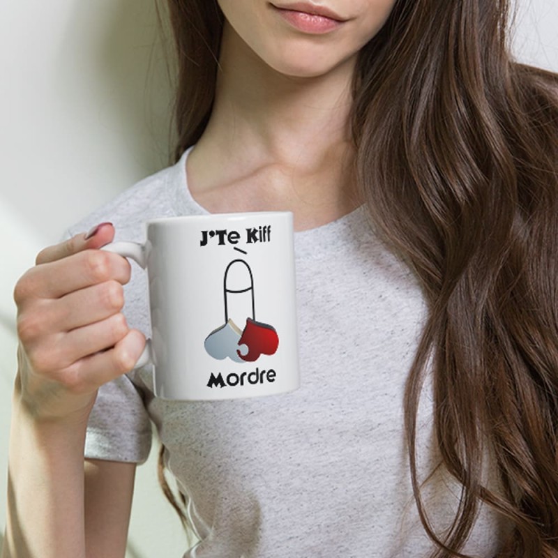 Mug personnalisé humoristique coquin j’te kiff à mordre cadeau