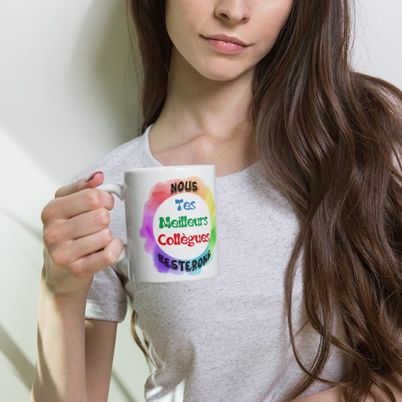 Mug personnalisé collègues nous resterons tes meilleurs cadeau départ