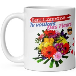 Mug personnalisé connasse fleurs rigolo