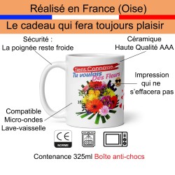 Mug personnalisé connasse fleurs rigolo