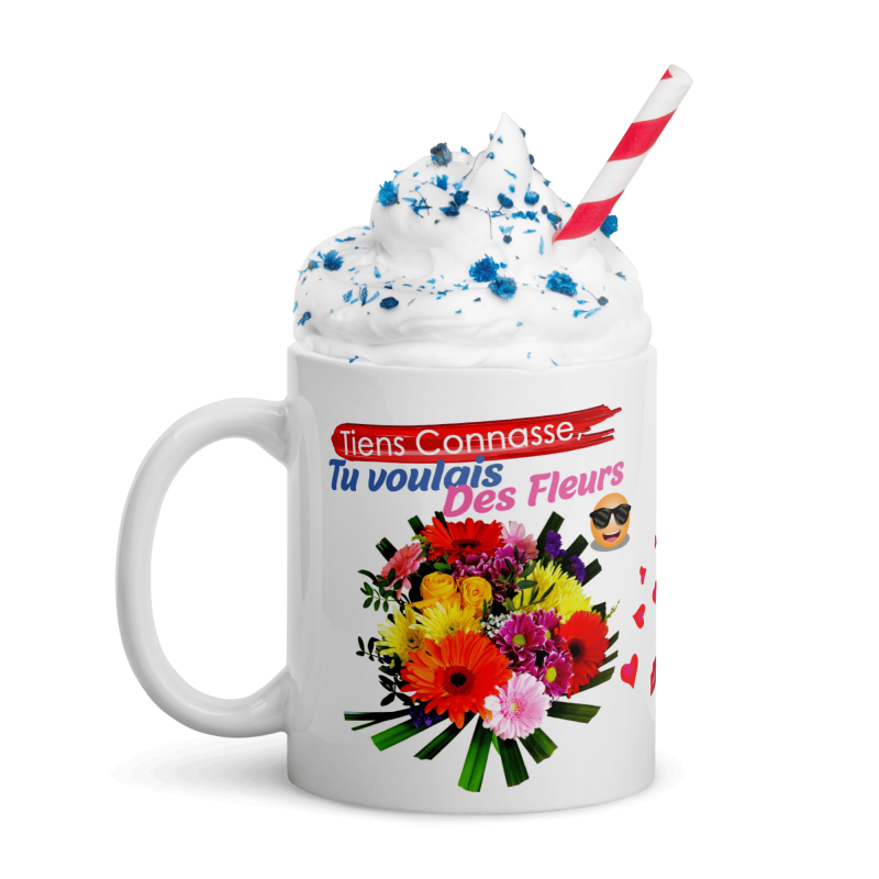 Mug personnalisé connasse fleurs rigolo