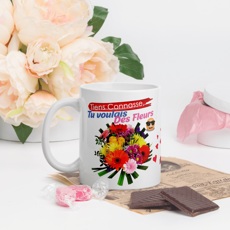 Mug personnalisé connasse fleurs rigolo