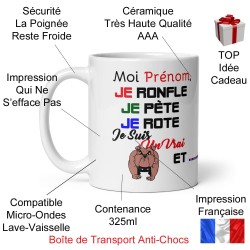 Mug personnalisable drôle je ronfle je pète je rote