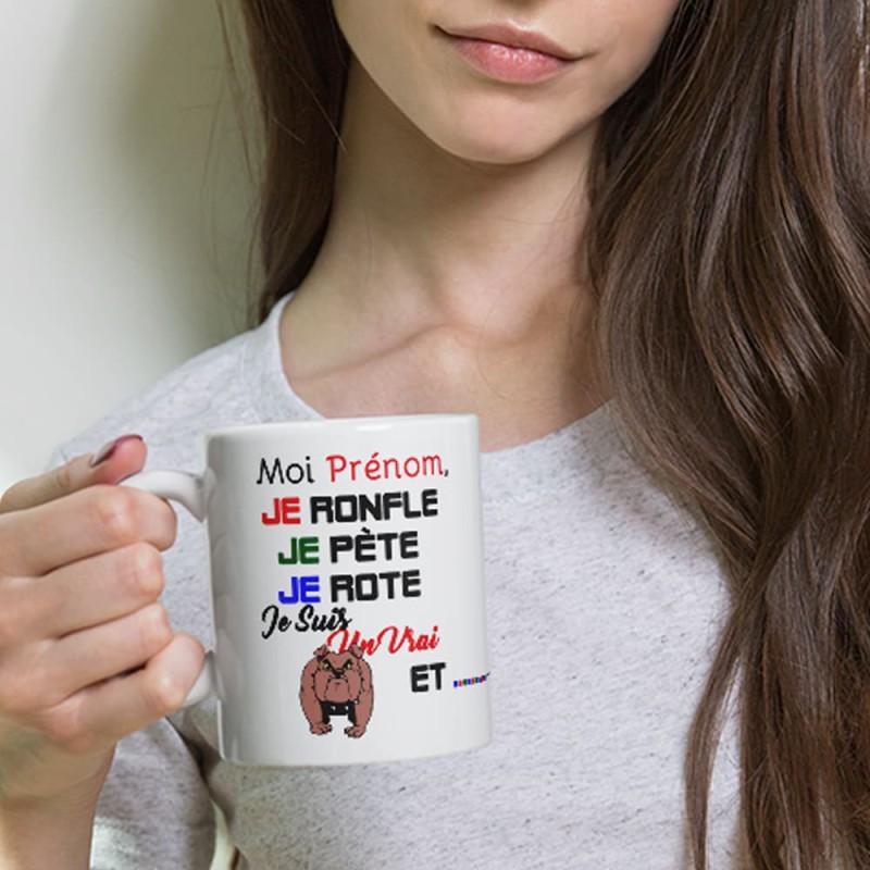 Mug personnalisable drôle je ronfle je pète je rote