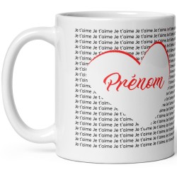 Tasse personnalisable prénom cœur je t’aime cadeau amour