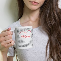 Tasse personnalisable prénom cœur je t’aime cadeau amour