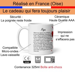 Mug papa amour reconnaissance idée cadeau cœur