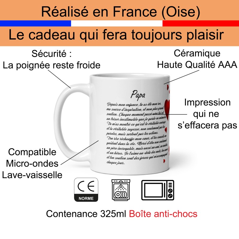 Mug papa amour reconnaissance idée cadeau cœur