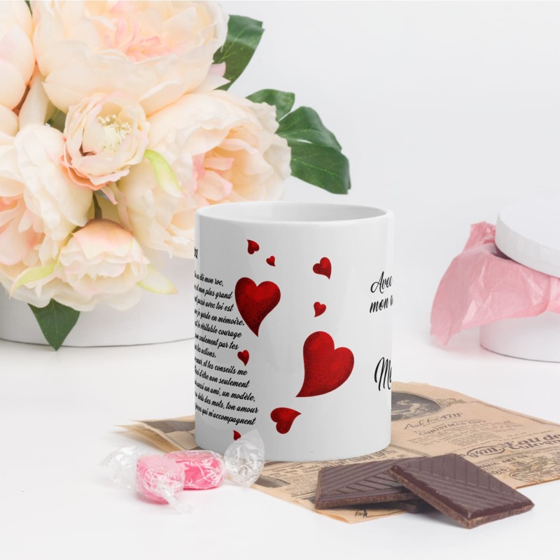 Mug personnalisé maman amour cœur idée cadeau tendre