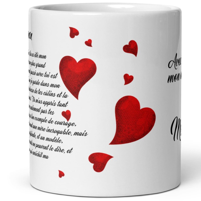 Mug personnalisé maman amour cœur idée cadeau tendre