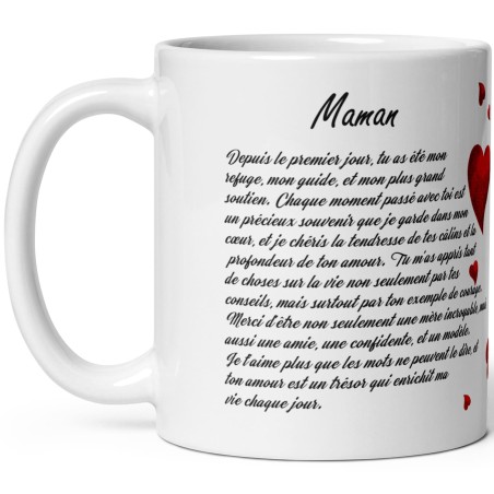 Mug personnalisé maman amour cœur idée cadeau tendre