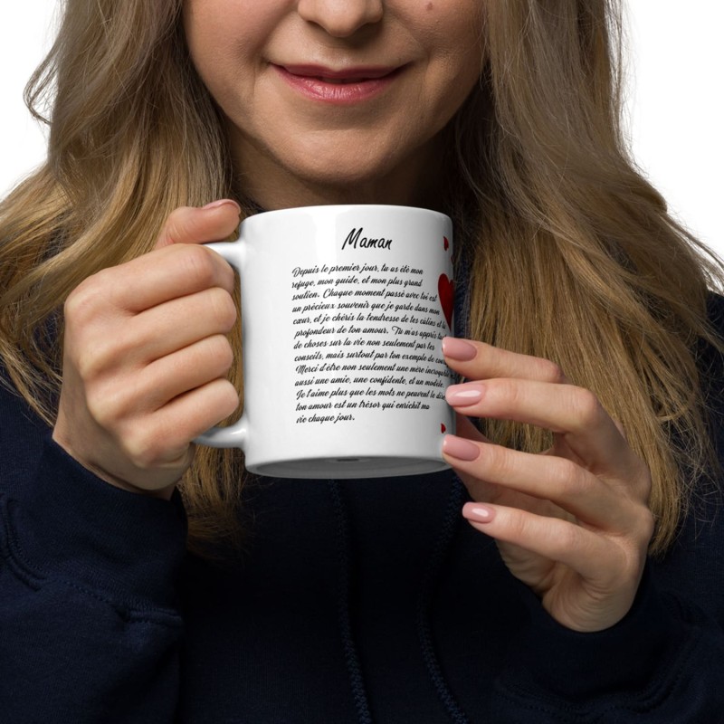 Mug personnalisé maman amour cœur idée cadeau tendre