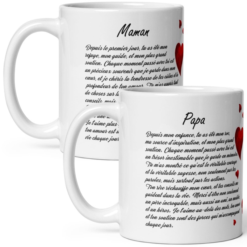 Duo mugs Papa Maman amour idée cadeau parents