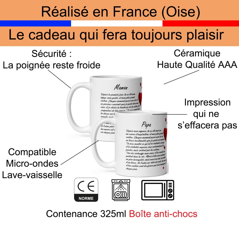Duo mugs Papa Maman amour idée cadeau parents