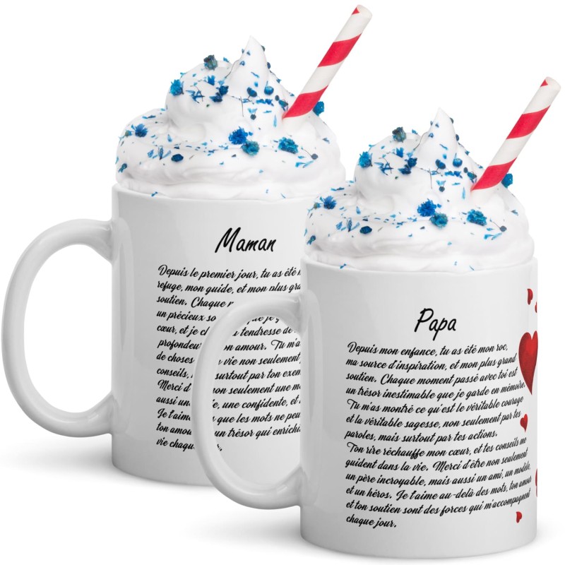 Duo mugs Papa Maman amour idée cadeau parents