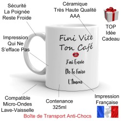 Mug drôle amoureux fini ton café idée cadeau sexy
