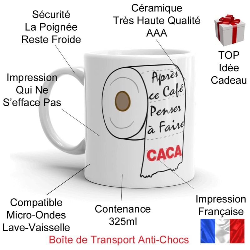Mug personnalisé drôle café pense à faire caca cadeau humour