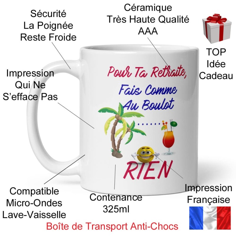 Mug personnalisé retraite fais rien cadeau collègue humoristique