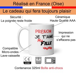 Mug personnalisable Je t’aime ma fille