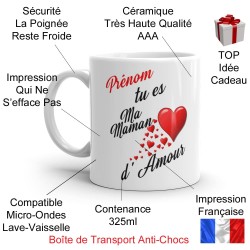 Mug personnalisé Tu es ma maman d’amour idée cadeau