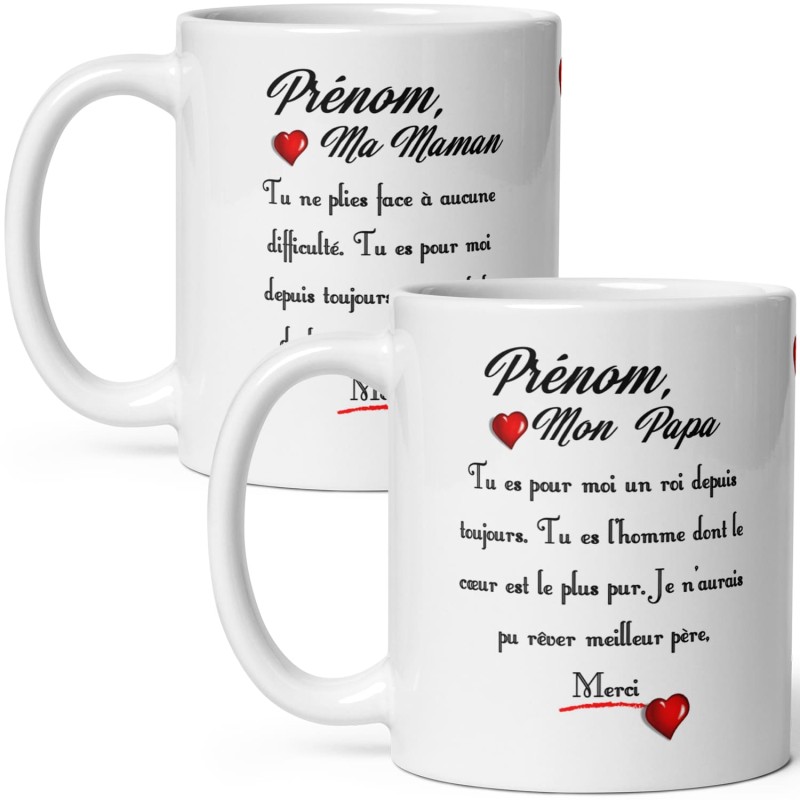 Duo Mugs personnalisables maman papa