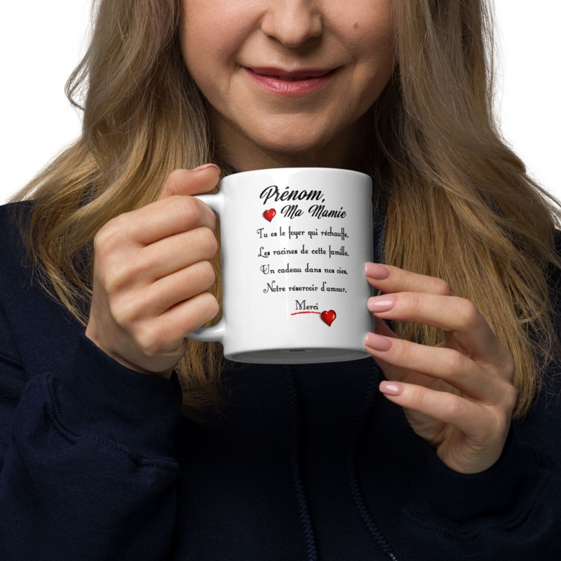 Mug personnalisé prénom Ma Mamie Je t’aime cadeau tendre