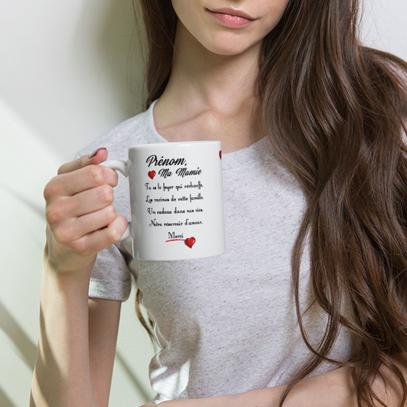 Mug personnalisé prénom Ma Mamie Je t’aime cadeau tendre