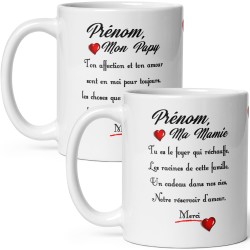Duo Mugs personnalisables mamie papy message