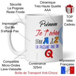 Mug personnalisable prénom mug amoureux drôle avec cœur pastel