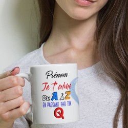 Mug personnalisable prénom mug amoureux drôle avec cœur pastel
